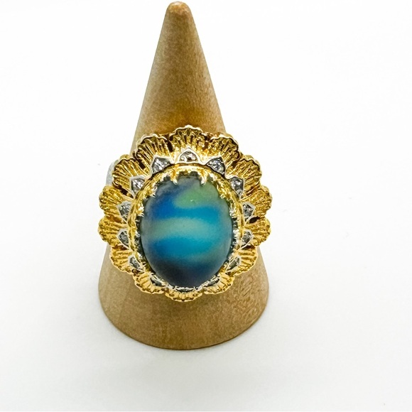 NWOT Gorgeous large cocktail ring with blue stone adjustable size - Picture 10 of 15
